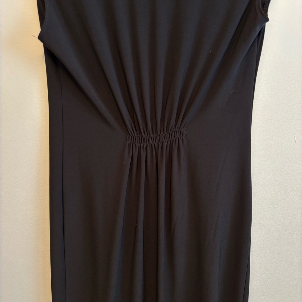 Ellen Parker Vintage Cap Sleeve Sheath Ruffle Silky Stretchy Mini Dress Black - Picture 7 of 10